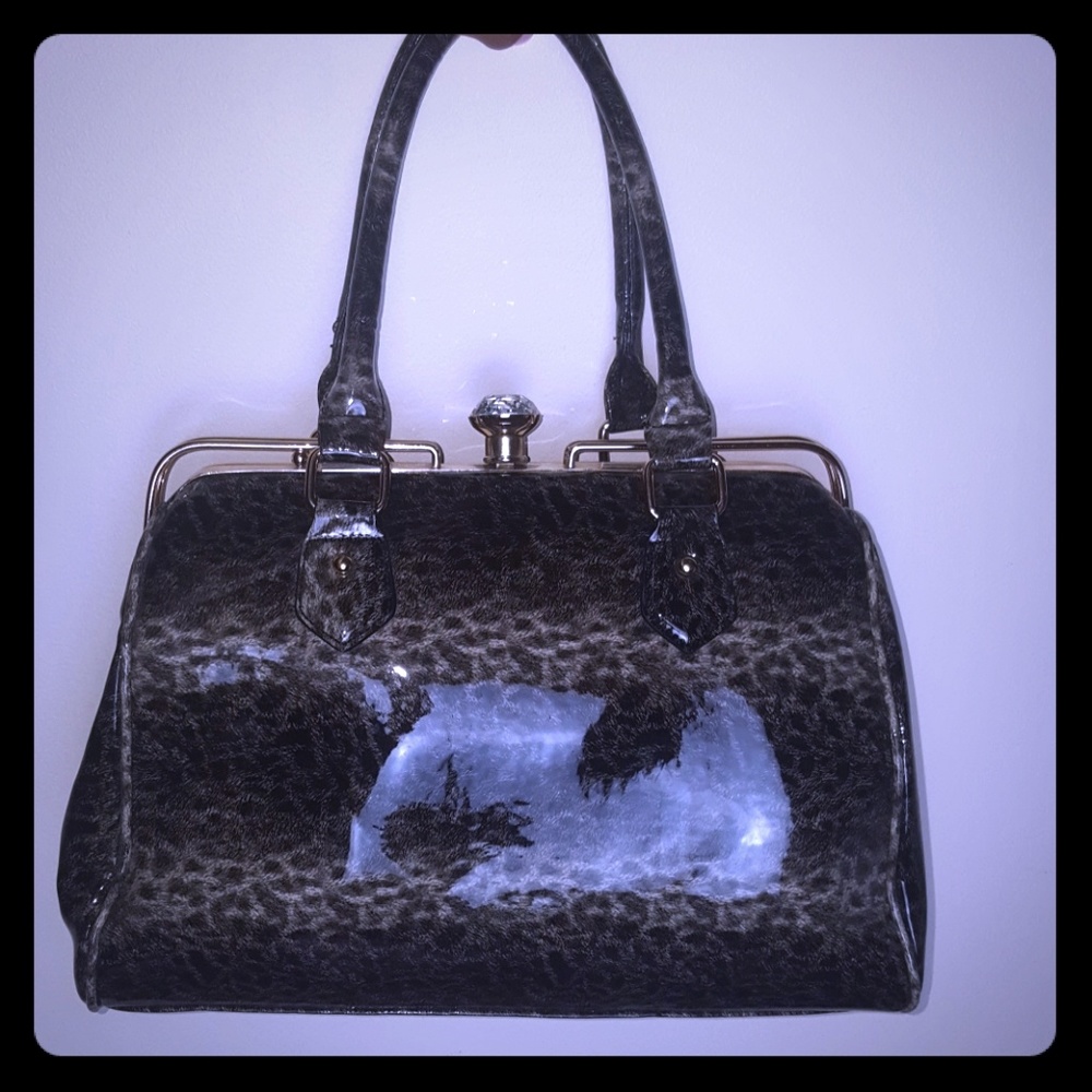 Gray Cheetah Print Fashion Purse